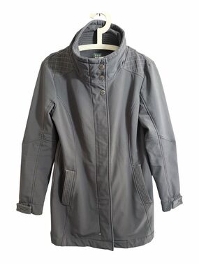 Title Nine Peacemaker Trench Jacket Soft Shell Gray Fleece Size small